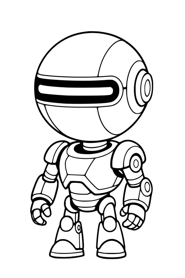 Free Robot Coloring Page - Friendly Buddy Bot With Shiny Visor (Printable PDF)