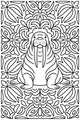 Free Walrus Coloring Page - Whiskery Walrus in Floral Garden (Printable PDF)
