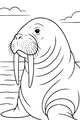 Free Walrus Coloring Page - Big Whiskered Walrus by the Sea (Printable PDF)