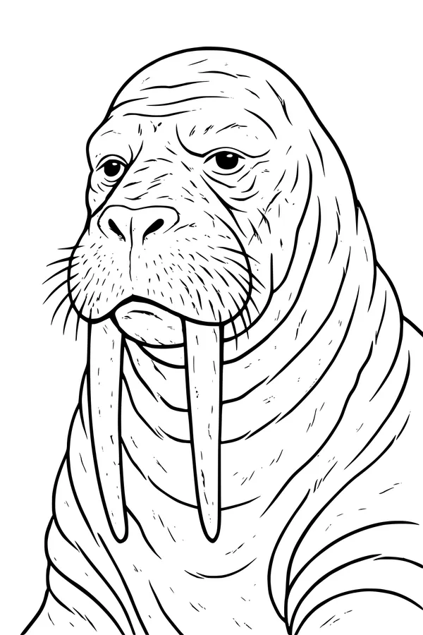 Free Walrus Coloring Page - Gentle Giant With Long Tusks (Printable PDF)