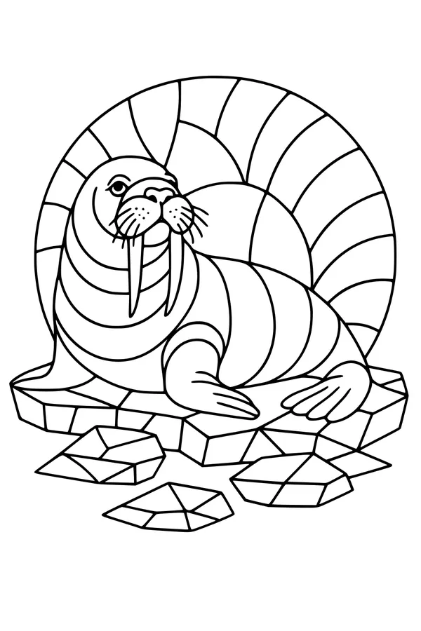 Free Walrus Coloring Page - Walter Lounges On His Ice Throne (Printable PDF)