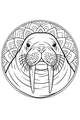 Free Walrus Coloring Page - Whiskered Face With Tusks (Printable PDF)
