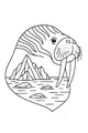 Free Walrus Coloring Page - Smiling Walrus With Long Tusks in Icy Sea (Printable PDF)