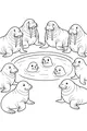 Free Walrus Coloring Page - Walrus Family Pond Party (Printable PDF)