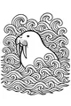 Free Walrus Coloring Page - Whiskered Walrus in Swirling Ocean Waves (Printable PDF)