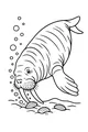 Free Walrus Coloring Page - Underwater Snacktime With Clams (Printable PDF)
