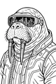 Free Walrus Coloring Page - Sci-Fi Space Suit and Goggles (Printable PDF)