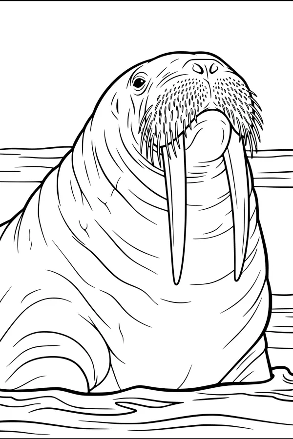 Free Walrus Coloring Page - Big Tusks by the Dock (Printable PDF)