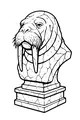 Free Walrus Coloring Page - Marble Bust Statue on Pedestal (Printable PDF)