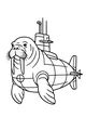 Free Walrus Coloring Page - Funny Submarine Sea Captain (Printable PDF)
