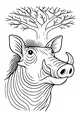 Free Warthog Coloring Page - Smiling Under a Baobab Tree (Printable PDF)