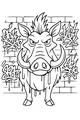 Free Warthog Coloring Page - Street Art Brick Wall Scene (Printable PDF)