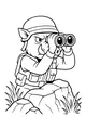 Free Warthog Coloring Page - Safari Scout With Binoculars (Printable PDF)