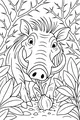 Free Warthog Coloring Page - Tusky Snack in Thorny Bushes (Printable PDF)