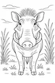 Free Warthog Coloring Page - Wilbur in Tall Savanna Grass (Printable PDF)