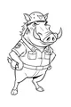 Free Warthog Coloring Page - Cartoon Sergeant In Forest Uniform (Printable PDF)