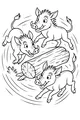 Free Warthog Coloring Page - Three Cartoon Warthogs Racing Around a Log (Printable PDF)