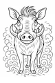 Free Warthog Coloring Page - Curly Tusks in Swirling Dust (Printable PDF)