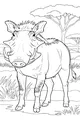 Free Warthog Coloring Page - Strolling on the Grassy Savannah (Printable PDF)