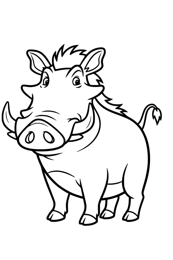 Free Warthog Coloring Page - Silly Cartoon Safari Friend (Printable PDF)