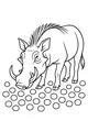 Free Warthog Coloring Page - Cartoon Warthog on Spotted Ground (Printable PDF)