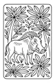 Free Warthog Coloring Page - Jungle Stroll Among Leafy Plants (Printable PDF)