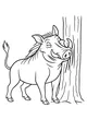Free Warthog Coloring Page - Happy Warthog Scratching on Tree (Printable PDF)