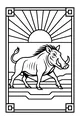 Free Warthog Coloring Page - Sunrise Savannah Walk (Printable PDF)