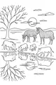Free Warthog Coloring Page - Family at Sparkling Waterhole (Printable PDF)