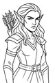 Free Elf Ranger Coloring Page - Watchful Fantasy Archer (Printable PDF)