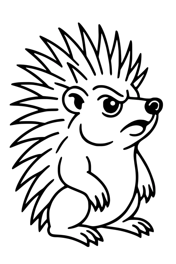 Free Hedgehog Coloring Page - Fierce Spiky Forest Friend (Printable PDF)