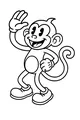 Free Monkey Coloring Page - Sunny Cartoon Monkey Waving (Printable PDF)