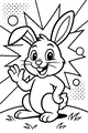 Free Rabbit Coloring Page - Cute Cartoon Bunny Waving on a Hill (Printable PDF)