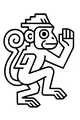 Free Monkey Coloring Page - Cute Waving Monkey with Spiral Tail (Printable PDF)