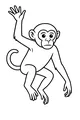 Free Monkey Coloring Page - Cute Waving Cartoon in the Jungle (Printable PDF)