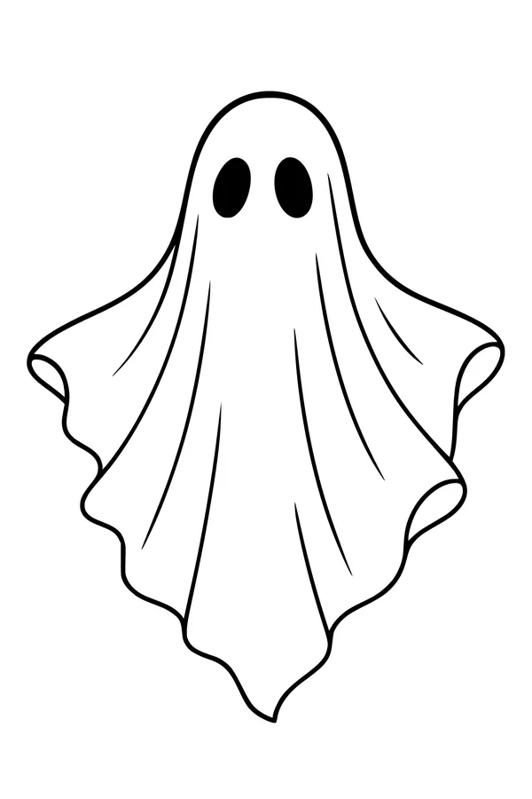 Free Ghost Coloring Page - Simple Wiggly Halloween Spirit (Printable PDF)