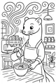 Free Weasel Coloring Page - Barista Pouring Latte With Swirling Steam (Printable PDF)