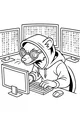Free Weasel Coloring Page - Hoodie Hacker at Computer (Printable PDF)