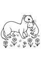 Free Weasel Coloring Page - Mother Carrying Sleeping Baby in Garden (Printable PDF)