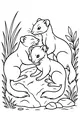 Free Weasel Coloring Page - Three Weasels Cuddling on a Rock (Printable PDF)