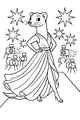 Free Weasel Coloring Page - Fashion Runway Star in Glamorous Dress (Printable PDF)