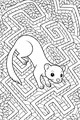 Free Weasel Coloring Page - Wiggly Weasel in a Leafy Brick Maze (Printable PDF)