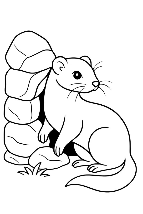 Free Weasel Coloring Page - Curious Weasel by Garden Rocks (Printable PDF)
