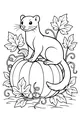 Free Weasel Coloring Page - Little Weasel on Giant Pumpkin (Printable PDF)