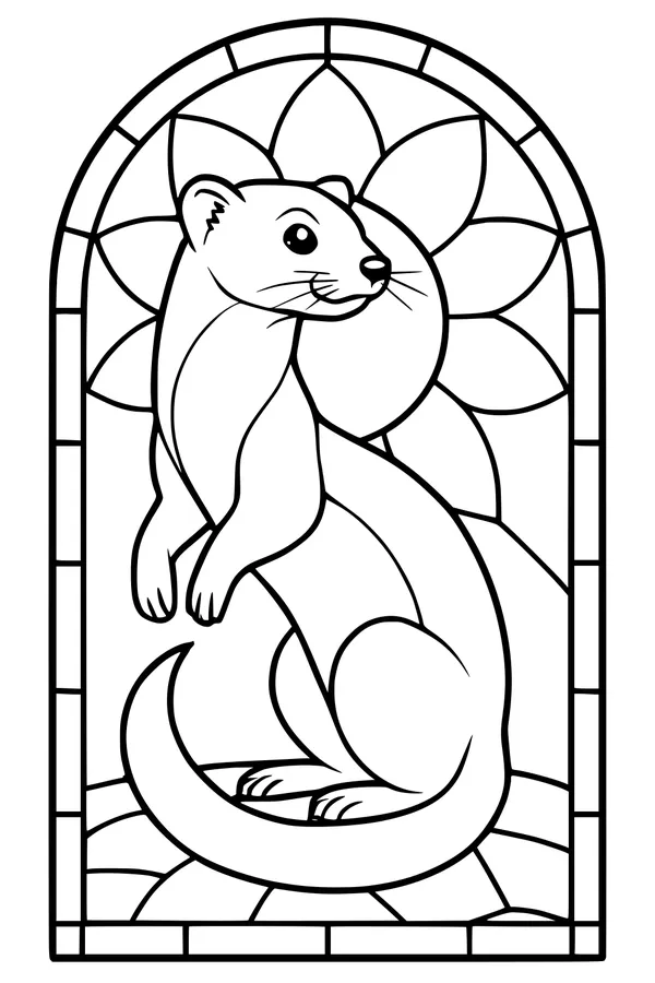 Free Weasel Coloring Page - Cute Weasel in Sunny Window (Printable PDF)