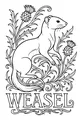 Free Weasel Coloring Page - Weasel in Thistle Flower Garden (Printable PDF)