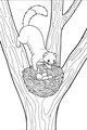 Free Weasel Coloring Page - Curious Weasel Exploring Bird Nest (Printable PDF)