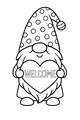 Free Gnome Coloring Page - Welcome Sign With Polka-Dot Hat (Printable PDF)