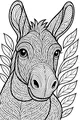 Free Donkey Coloring Page - Swirly Jungle Face Design (Printable PDF)