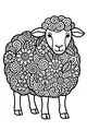 Free Sheep Coloring Page - Flowery Patterned Fleece Design (Printable PDF)